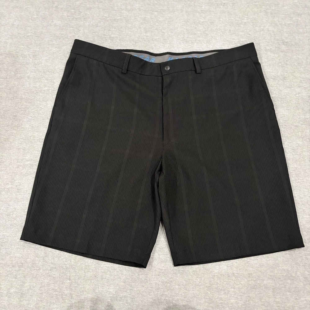 Haggar The Active Series Performance Shorts Mens 40 Black Front Textured Stretch